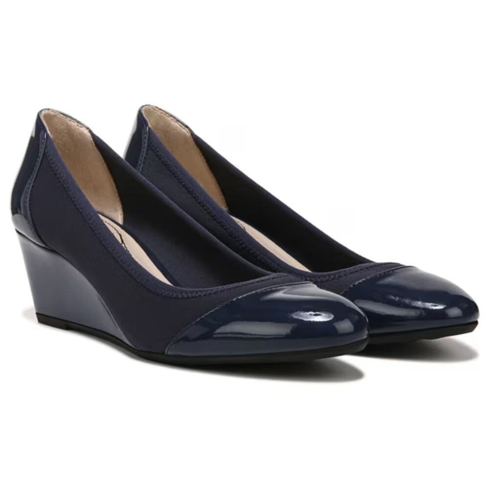 LifeStride Women's Juliana Cap Toe Wedge Navy Blue Sz 10M